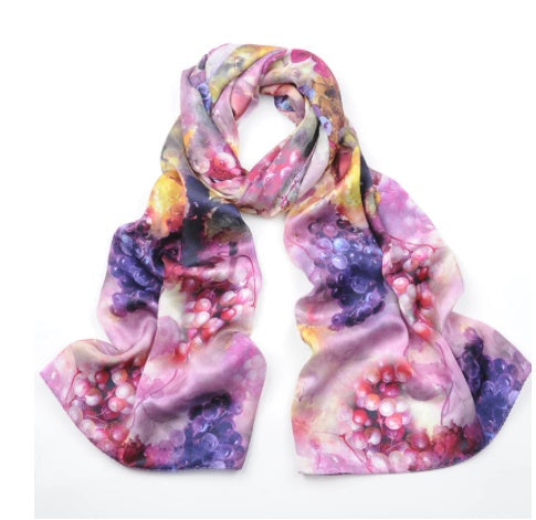 Spring And Autumn Mid-length Hand-Curled Silk Long Scarf
